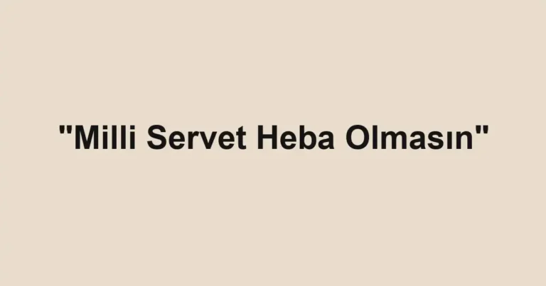 "Milli Servet Heba Olmasın"