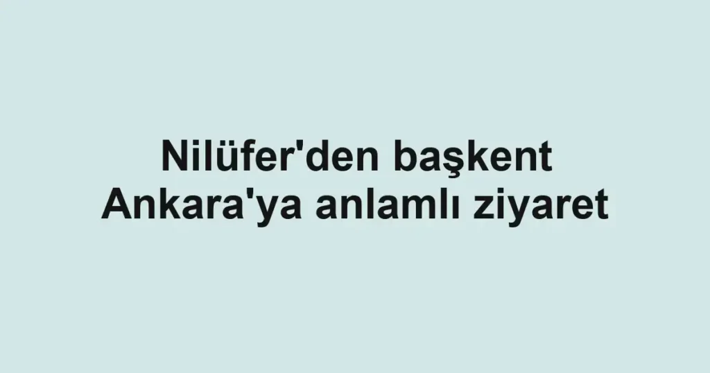Nilüfer'den başkent Ankara'ya anlamlı ziyaret