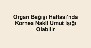 Organ Bağışı Haftası'nda Kornea Nakli Umut Işığı Olabilir