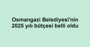 Osmangazi Belediyesi'nin 2025 yılı bütçesi belli oldu