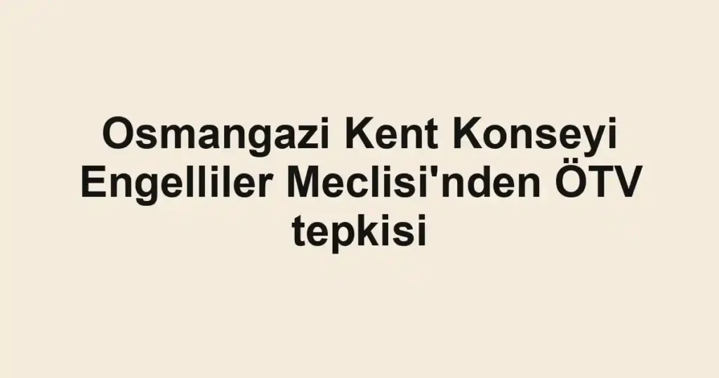 Osmangazi Kent Konseyi Engelliler Meclisi'nden ÖTV tepkisi