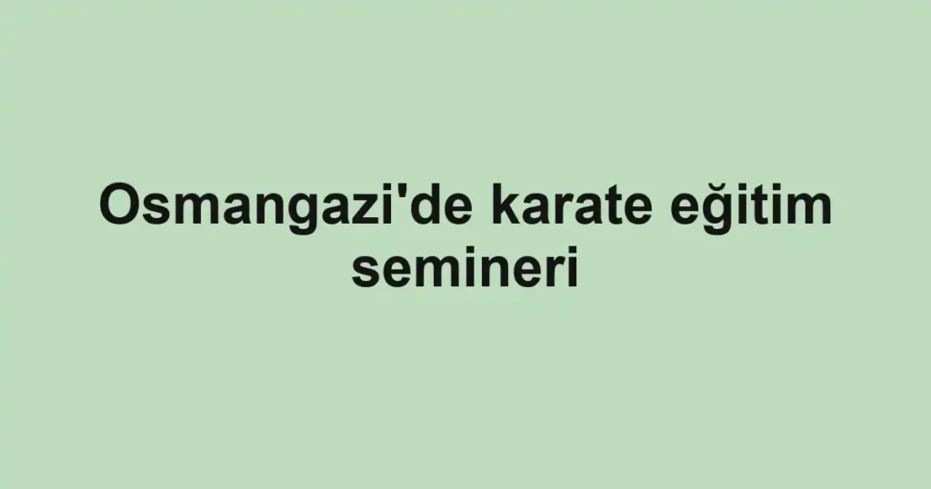 Osmangazi'de karate eğitim semineri