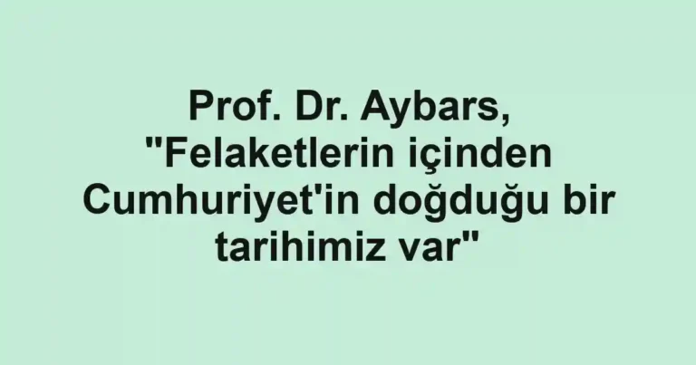 Prof. Dr. Aybars, "Felaketlerin içinden Cumhuriyet'in doğduğu bir tarihimiz var"