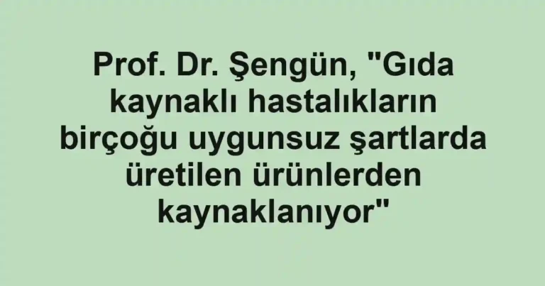 Prof. Dr. Şengün, "Gıda kaynaklı hastalıkların birçoğu uygunsuz şartlarda üretilen ürünlerden kaynaklanıyor"