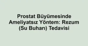 Prostat Büyümesinde Ameliyatsız Yöntem: Rezum (Su Buharı) Tedavisi