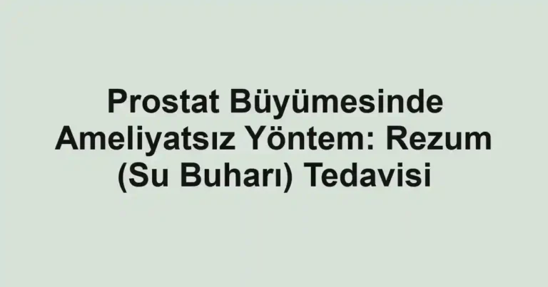 Prostat Büyümesinde Ameliyatsız Yöntem: Rezum (Su Buharı) Tedavisi