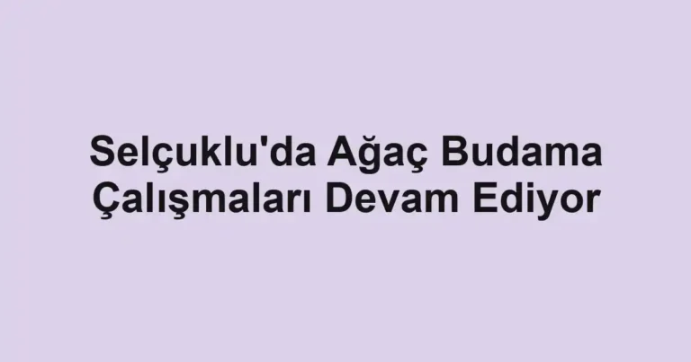 Selçuklu'da Ağaç Budama Çalışmaları Devam Ediyor