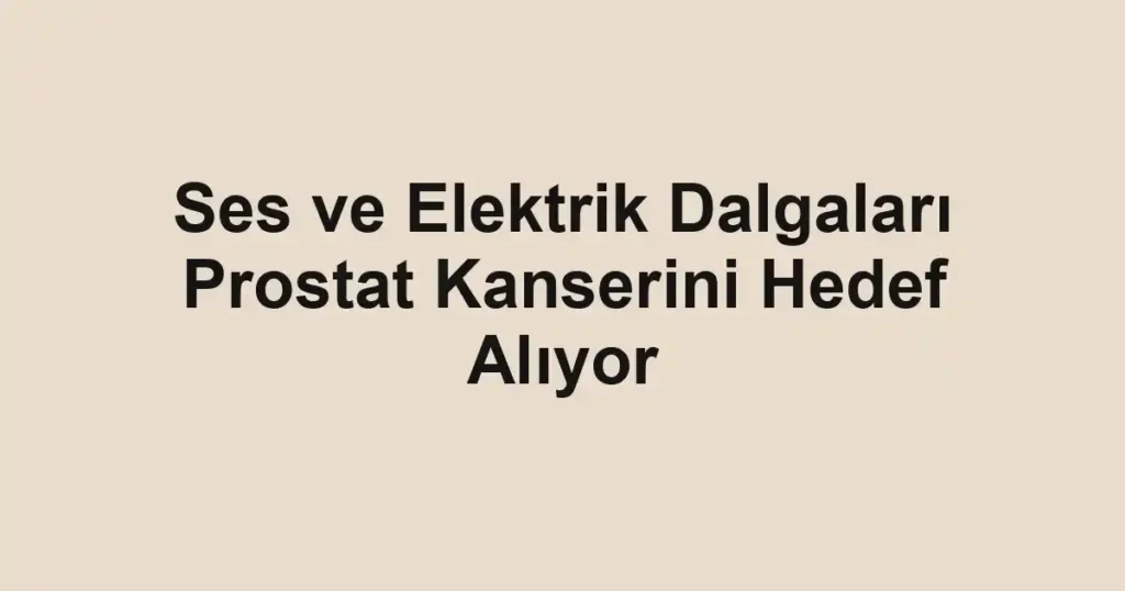 Ses ve Elektrik Dalgaları Prostat Kanserini Hedef Alıyor