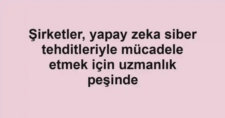Şirketler, yapay zeka siber tehditleriyle mücadele etmek için uzmanlık peşinde