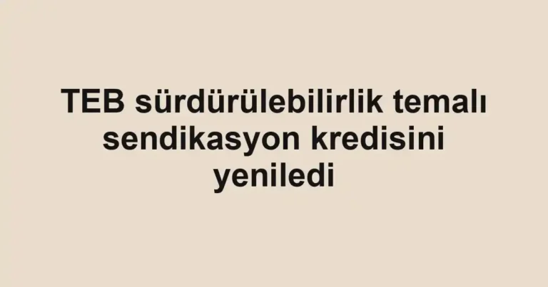 TEB sürdürülebilirlik temalı sendikasyon kredisini yeniledi