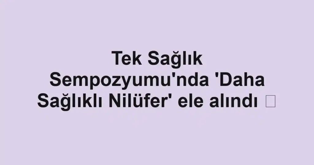 Tek Sağlık Sempozyumu'nda 'Daha Sağlıklı Nilüfer' ele alındı  