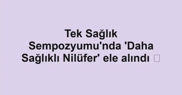 Tek Sağlık Sempozyumu'nda 'Daha Sağlıklı Nilüfer' ele alındı  