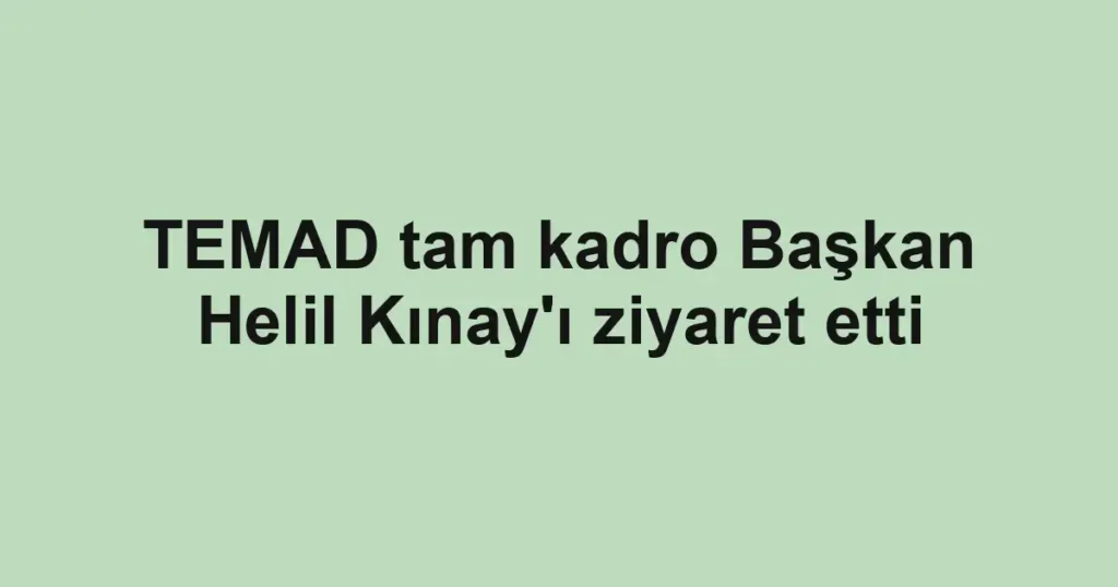 TEMAD tam kadro Başkan Helil Kınay'ı ziyaret etti
