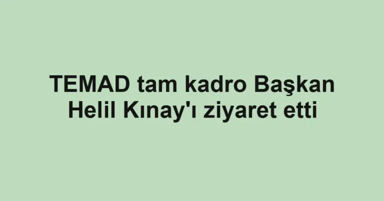 TEMAD tam kadro Başkan Helil Kınay'ı ziyaret etti