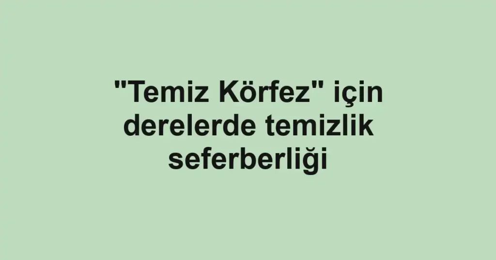 "Temiz Körfez" için derelerde temizlik seferberliği