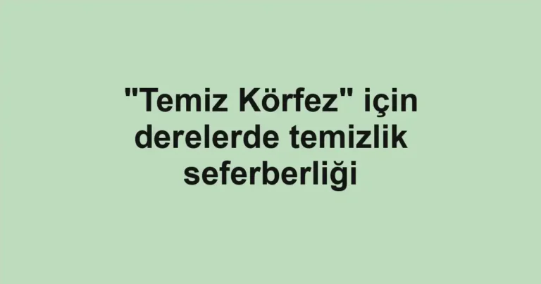 "Temiz Körfez" için derelerde temizlik seferberliği