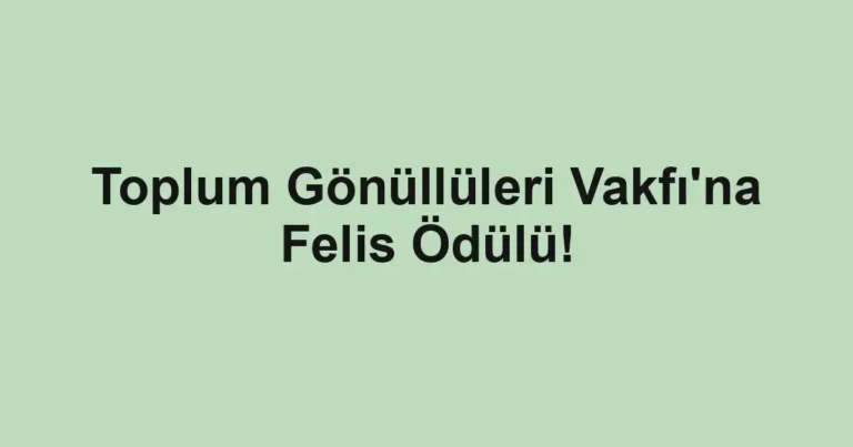 Toplum Gönüllüleri Vakfı'na Felis Ödülü!