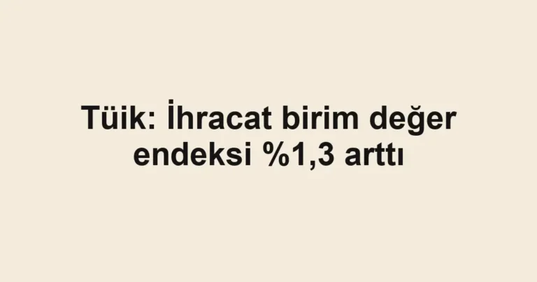 Tüik: İhracat birim değer endeksi %1,3 arttı
