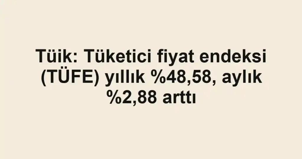 Tüik: Tüketici fiyat endeksi (TÜFE) yıllık ,58, aylık %2,88 arttı