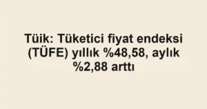 Tüik: Tüketici fiyat endeksi (TÜFE) yıllık ,58, aylık %2,88 arttı