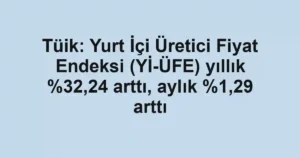 Tüik: Yurt İçi Üretici Fiyat Endeksi (Yİ-ÜFE) yıllık ,24 arttı, aylık %1,29 arttı