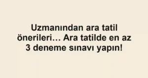 Uzmanından ara tatil önerileri… Ara tatilde en az 3 deneme sınavı yapın!