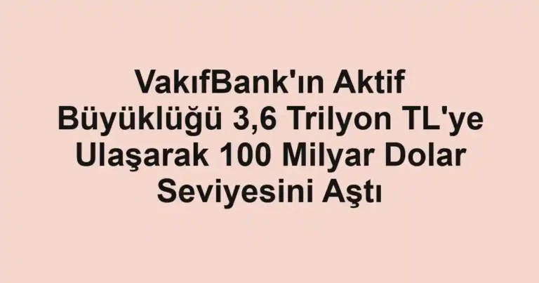 VakıfBank'ın Aktif Büyüklüğü 3,6 Trilyon TL'ye Ulaşarak 100 Milyar Dolar Seviyesini Aştı