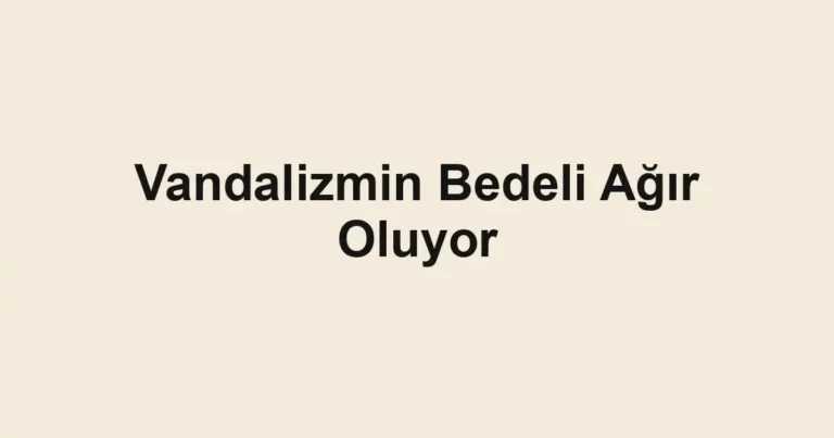 Vandalizmin Bedeli Ağır Oluyor