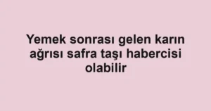 Yemek sonrası gelen karın ağrısı safra taşı habercisi olabilir