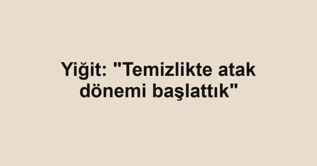 Yiğit: "Temizlikte atak dönemi başlattık"