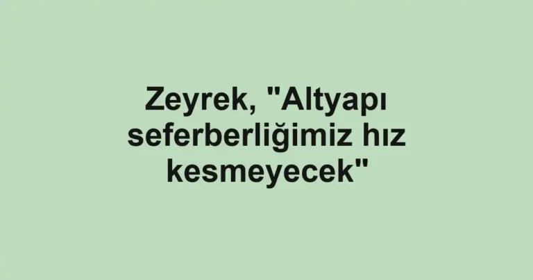 Zeyrek, "Altyapı seferberliğimiz hız kesmeyecek"