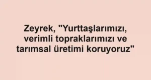 Zeyrek, "Yurttaşlarımızı, verimli topraklarımızı ve tarımsal üretimi koruyoruz"